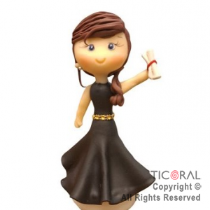 ADORNO EGRESADA CON VESTIDO PORCELANA FRIA x 1